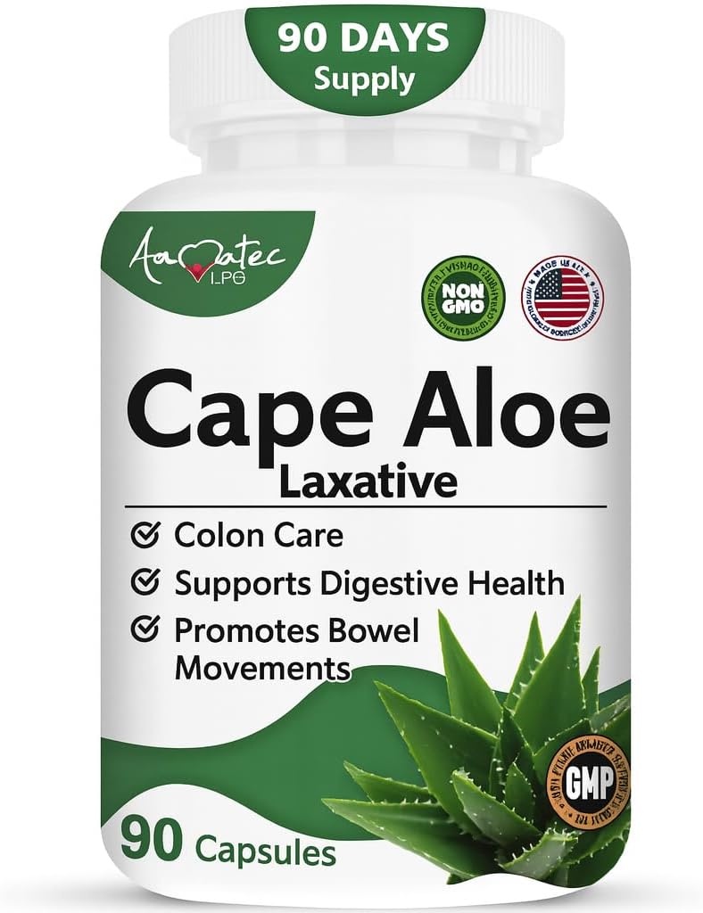 Cape Aloe Natural Laxative Supplement- Constipation Relief- Regulate Bowel - All- Natural Herbal Detox- Kilo Yönetimi Supplement- Digestion Help Diyetary Supplement- 90 Caps- Non-GMOMO