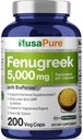 NusaPure Fenugreek Capsules, 50:1 Extract, 100 mg Equivalent to 5,000mg, 200 Veggie Caps, Non-GMO, Vegan