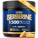 Berberine Supplement, High Strength Berberine 1500MG, 180 Caps - Plus Citrus Bergamot, Berberine HCI Root Supplements - Metabolic, AMPK Desteği Sağlıklı Kilo Yönetimi - Vegan, Organik, Non-GMOMO