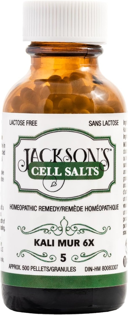 Jackson'ın #5 Hücre Salt Kali mur 6X (500 Ultrasonik Şişe) - sertifikalı Vegan, Lactose-Free Schuessler Tissue Salt Kalit muriaticum 6X