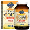Life Vitamin D, Vitamin D, Kod Raw D3, D 2,000 IU, Raw Whole Food D3 Supplements with Chlorella, Fruit, Veggies & Probiyotiks for Bone & Immune Health, 60 Vegetarian Capsules