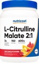 Nutricost L-Citrulline Malate 2:1 (600g) Meyve Zehiri - İşout Desteği, Kas Performansı, Nitrik Çimento ATM - Fitness Supplement Toz, 75 Hizmet