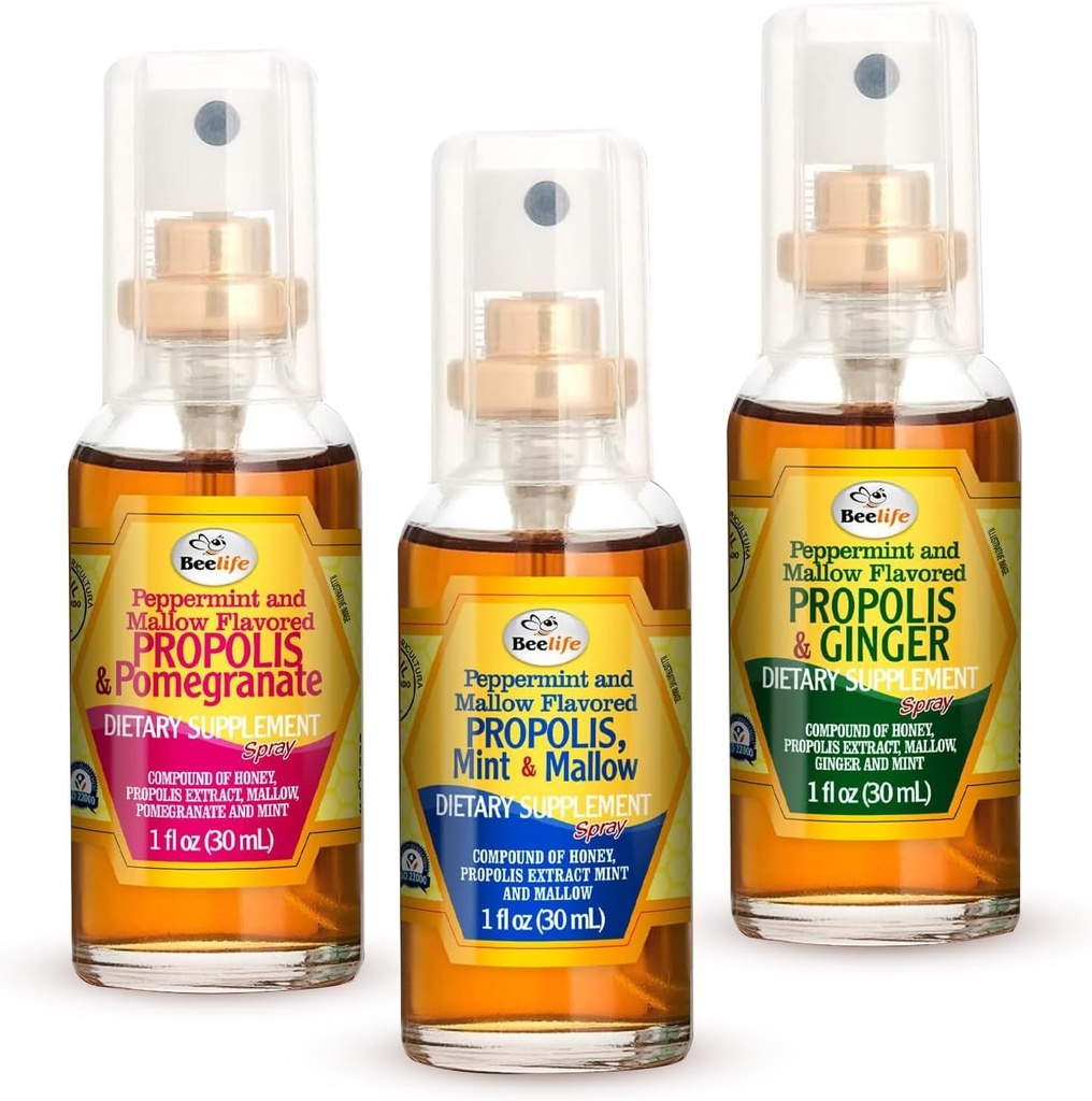 Beelif Propolis Prooat Spray – Bee Propolis Spray για φυσική ανοσοποιητική υποστήριξη & ανακούφιση από πονόλαιμο – Πλούσιο σε αντιοξειδωτικά, φλαβονοειδή & Artepillin C, Χωρίς ζάχαρη, χωρίς γλουτένη -3-πακέτο, 90ml (Διαφορεμένα)