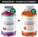 Sugar-Free Magnezyum Gummies (180 Gummies) & Sugar-Free Vitamin D Gummies (60 Gummies) – Immune Support & Relaxation Value Sche, Gelatin-Free, Gluten-Free, Vegetarian, All Natural, GMO-Free, Kosher