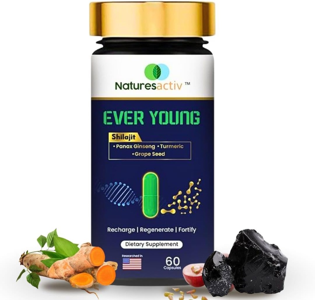 EG Capsules – Tüm Doğal Shilajit, Turmeric - Curcumin, Panax Ginseng & Grape Tohumu Biyoenhancer ile Biyoenhancer