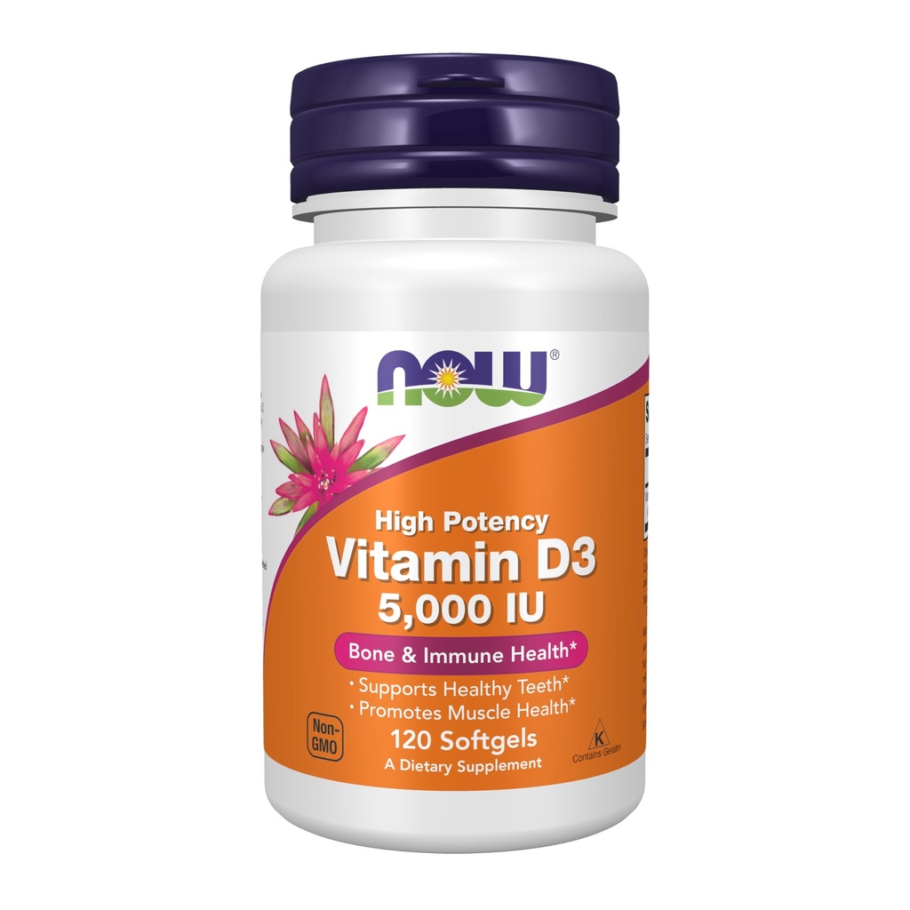 Şimdi Gıdalar Tamamlar, D-3 5.000 İ, Yüksek Potency, Yapısal Destek*, 120 Softgels