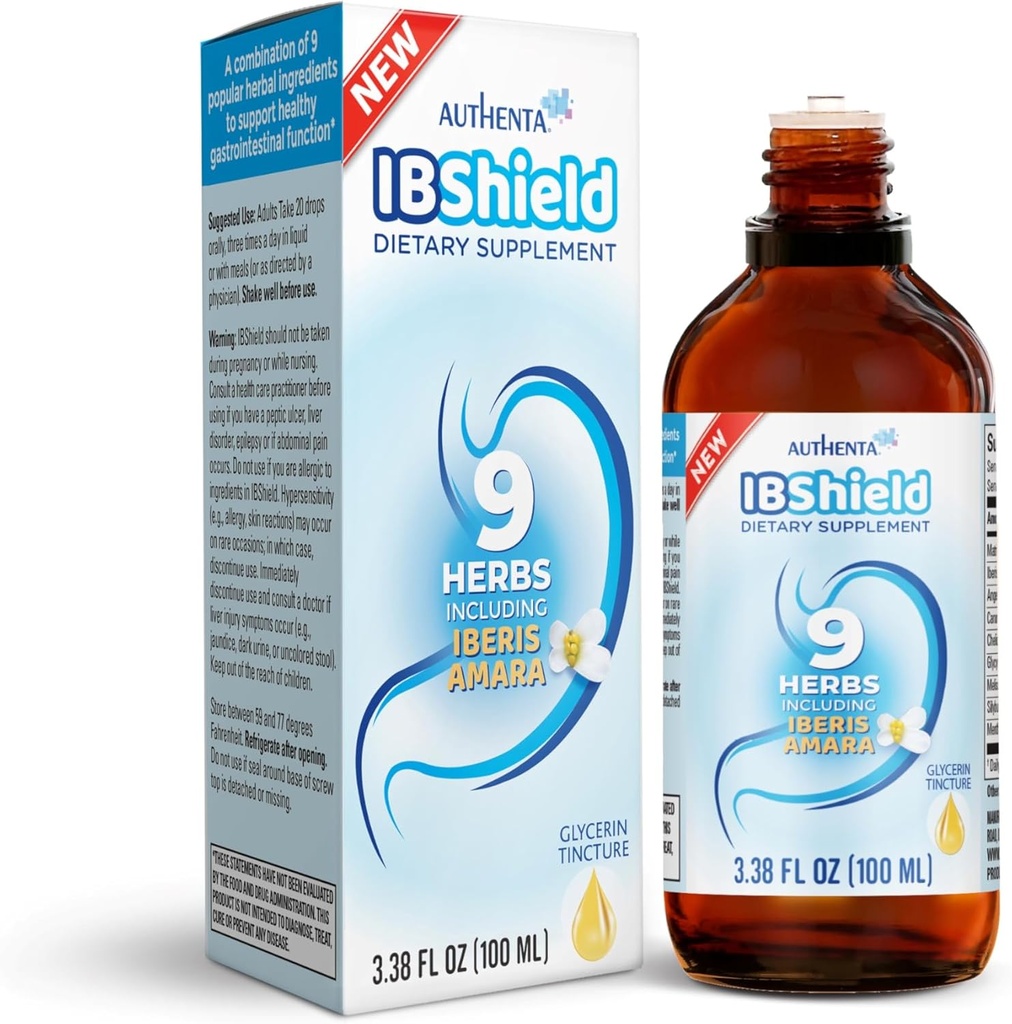 IBShield Tincture 100 ml | 6+3=9 Herbs | Iberis Amara, Peppermint, Chamomile, Lemon Balm, Caraway, Licorice, Angelica, Celandine & Mary'nin Butle | Original Herbal Formula Desteği