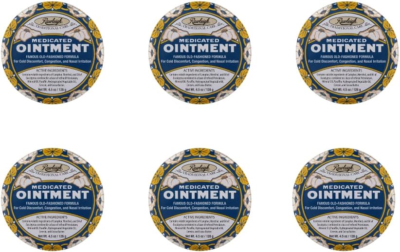 Rawleigh Medicated Ointment: 4.5 oz Blue Tin, Topical Chest Rub for Cold, Nasal Congestion, Minor Aches and Pain, with Camphor, Menthol & Eucalyptus, Non-Grko