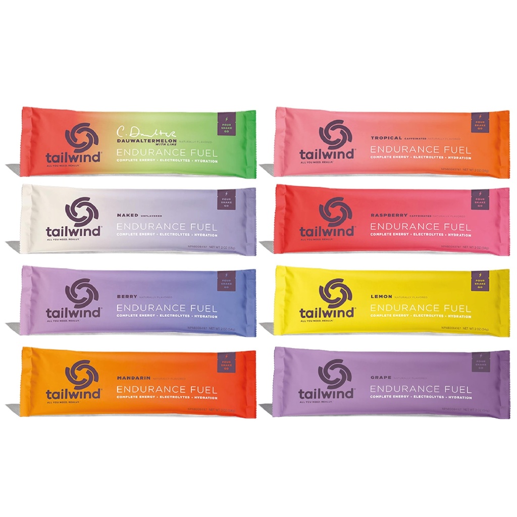 Tailwind Grab-and-Go Endurance Yakıt Single Assorted Flavors (Pack of 8) - Hydration Drink Mix with Electrolytes, Carbohidrats - Non-GMO, Gluten-Free, Vegan, No Soy or Dairy