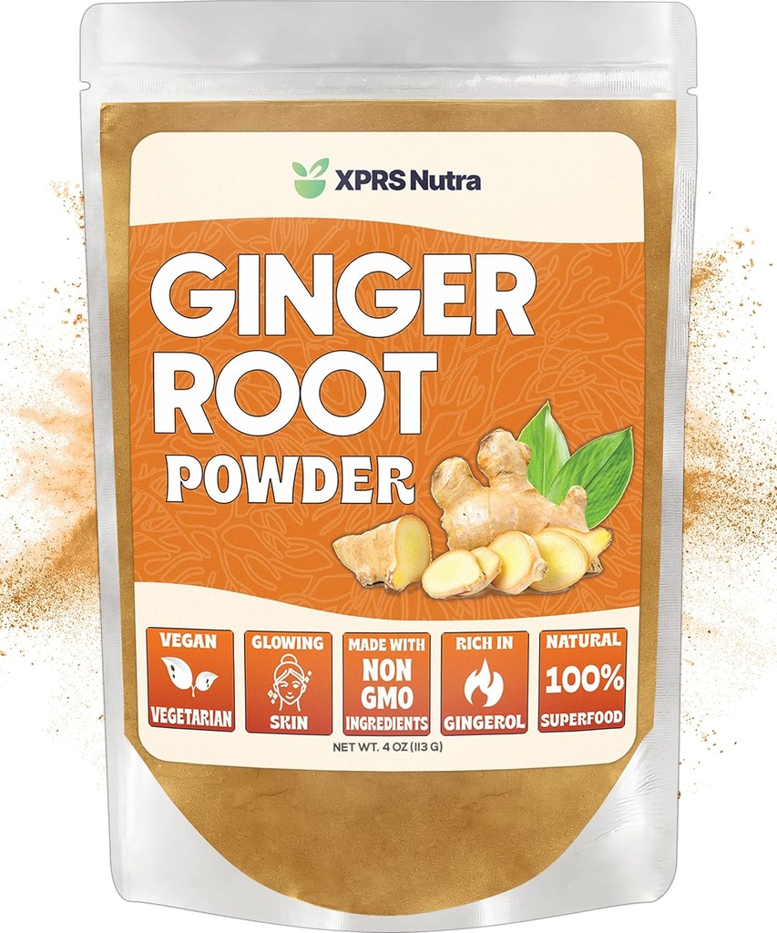 XPRS Nutra Ginger Toz - Premium Ground Ginger Root Toz Potent Spicy Flavor - Ground Ginger Toz - Vegan Dostu Sustainable Grown Tozlu Ginger (4 Ounce)
