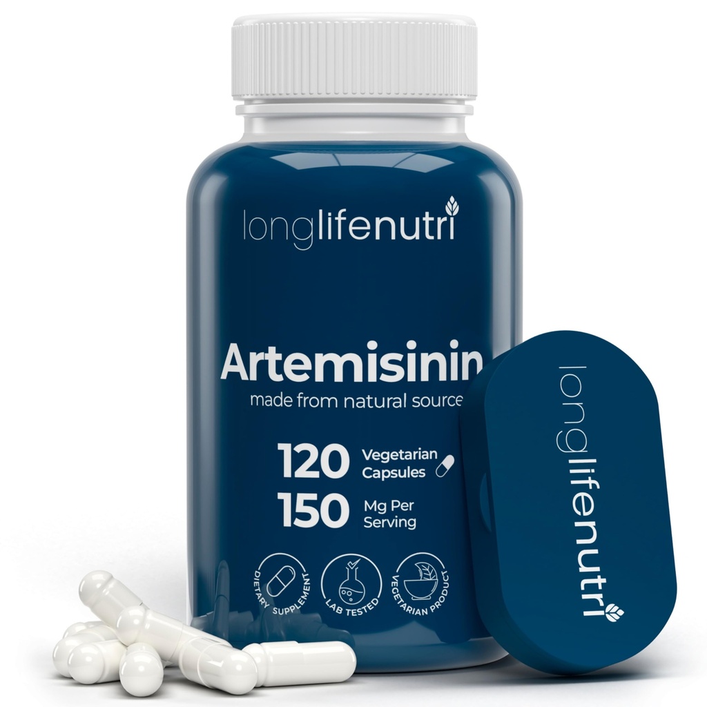 LongLifeNutri Artemisinin 150mg - Εξάγεται από Sweet Wormwood, 120 κάψουλες χορτοφάγων, Organic Artemisia Annua συμπλήρωμα για Daily Detox, 4-Months Supply, GMP Certified, Made in USA