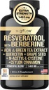 Resveratrol συμπλήρωμα με Berberine Πράσινο εκχύλισμα τσαγιού, Ceylon Κανέλα, Σπόροι σταφυλιού & Quercetin1000mg Quercetin, N Acetyl κυστεΐνη, Acai 