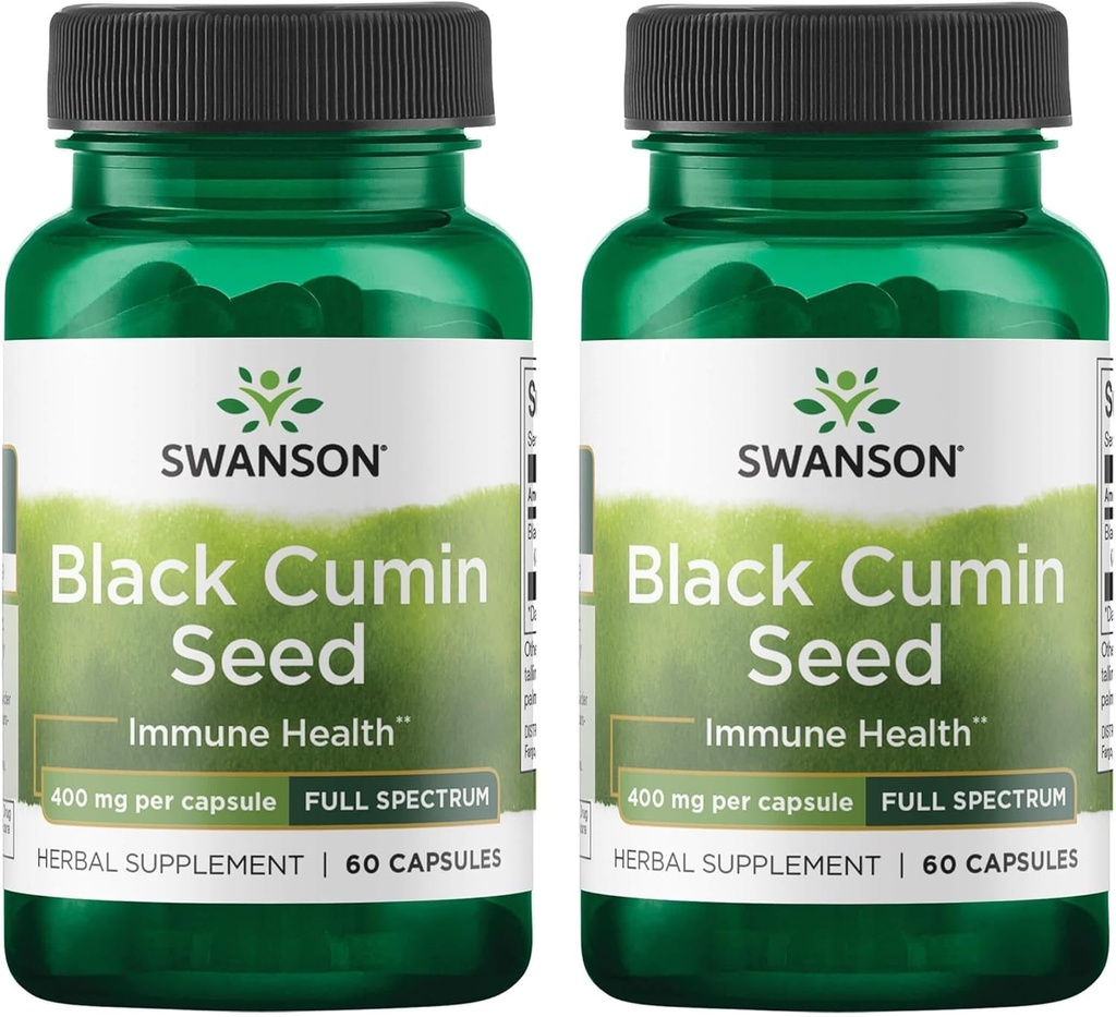 Swanson Full Spectrum Black Cumin Seed 400 Milligrams 60 Κάψουλες (2 Συσκευασία)