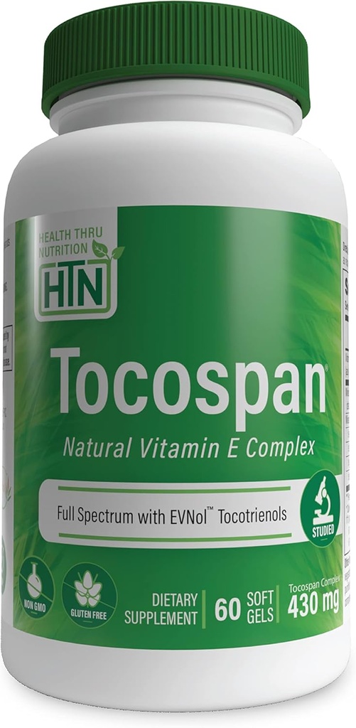 Sağlık Thru Beslenme Tocospan Full Spectrum Vitamin-E 430 mg with EVNol Tocotrienols | All 8 Natural Vitamin E Sources | Klinik olarak Studied | Cardiovascular & Antioksi Desteği (160 of 60)