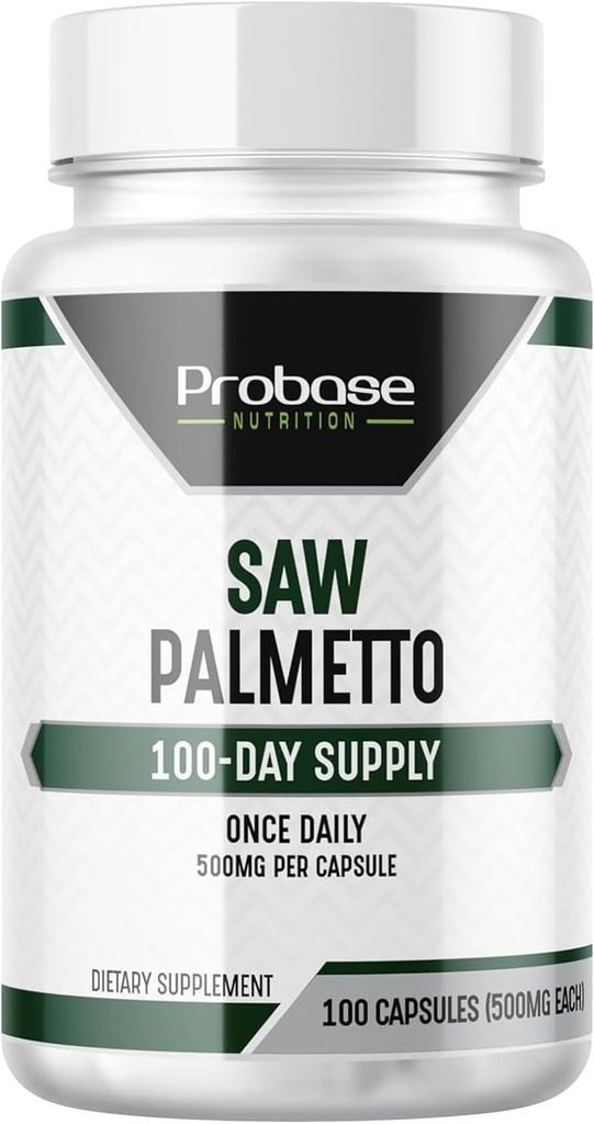 Probase Διατροφή Saw Palmetto εκχύλισμα Prostate συμπλήρωμα υγείας για τους άνδρες, υποστηρίζει Prostate, ούρων, και την υγεία των μαλλιών, 100 κάψουλες, 3+ Μήνα προσφοράς