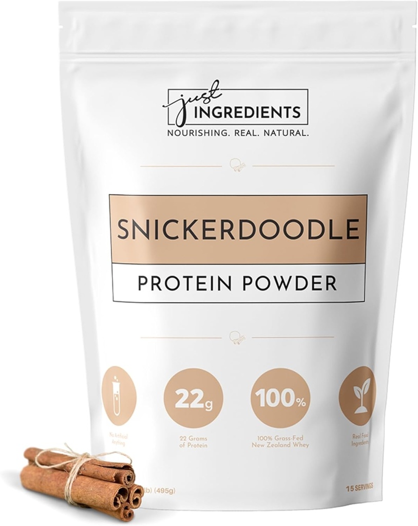 Sadece Malzemeler Protein Toz | Snickerdoodle Protein Toz% 100 Grass Fed, Denatured Whey | Dört Farklı Protein Kaynağı | Organik Tüm Gıda Malzemeler | 15 Hizmet | 22g protein