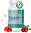LaPura D-mannose 1000 mg Supplement with Cranberry Juice, Hibiscus Flower & Dandelion Herb Extract, 60 Capsules - Natural Cleansing Support, sağlıklı Liver, Bladder, Urinary Tract Function Function Function