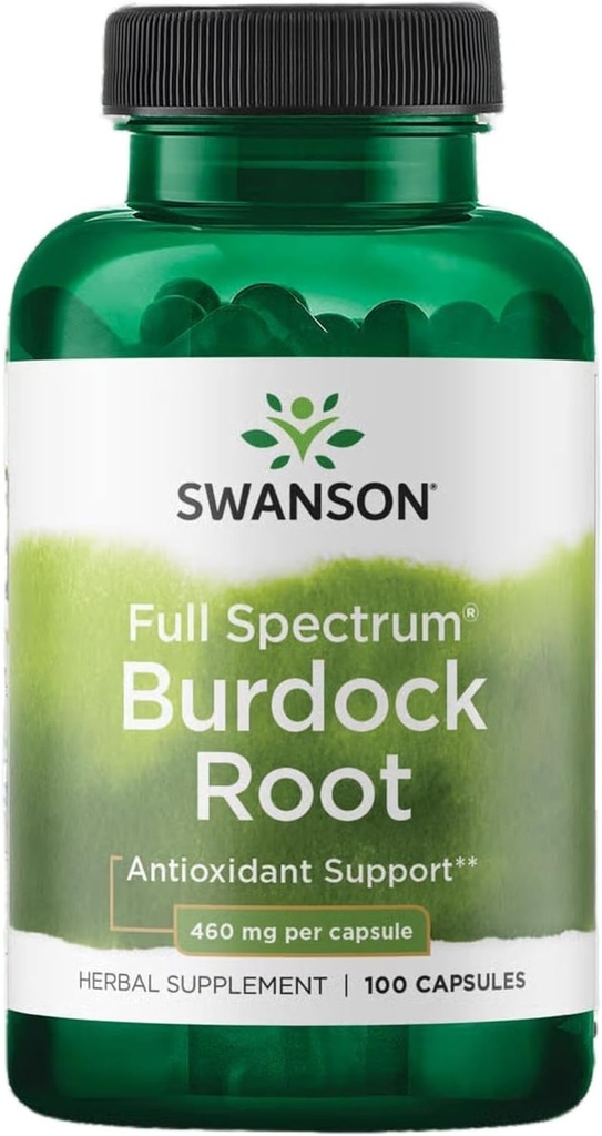 Swanson Burdock Root Kidney & Liver Support - Detox Skin Vücuttan Toxins Çıkarır - İyi Varlık ve Sağlıklı Immune Sistemi - Herbal Antioksi Supplement (460 mg 100 Capsules)