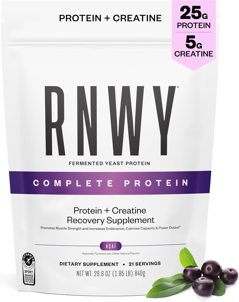 25g Acai Protein + 5 Kretine Toz, Vegan Plant-Based Protein Digestive Enzymes to Build & Recover, 21 Servisler