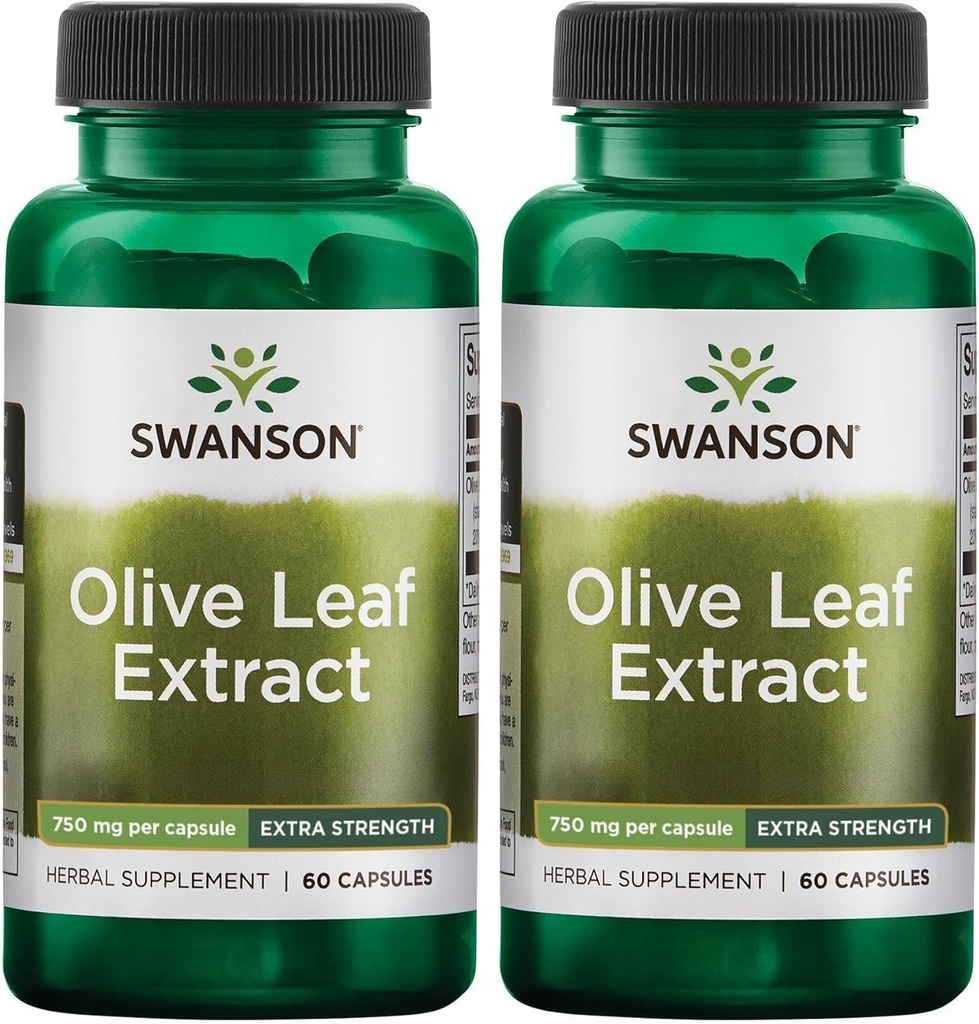 Swanson Olive Leaf Extract Capsules% 20 Ol Europein - (60 Capsules, 750 mg Her) 2 Pack