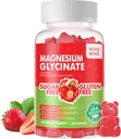 90 CT Γλυκινικό Μαγνήσιο Gummies - Συμπλήρωμα μαγνησίου χωρίς ζάχαρη με βιταμίνη D, B6, CoQ10 για υποστήριξη ηρεμίας & ύπνου - 90 Gummies Φράουλα
