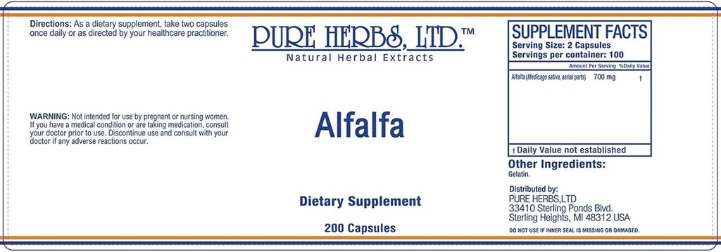 Pure Herbs, Ltd. κάψουλες Alfalfa