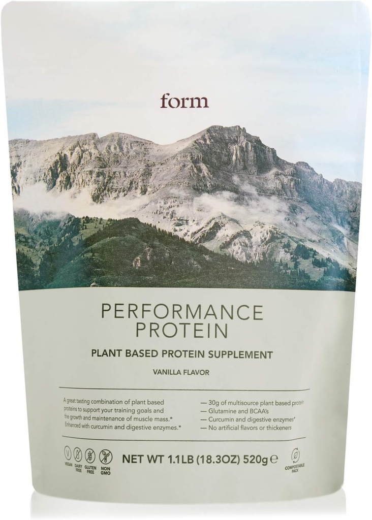 Form Performans proteini - Vegan Protein Tozu - BCAAs ve Digestive Enzymes ile birlikte Bitki bazlı protein 30g. Mükemmel Post Workout. Sadece Su ile Büyük Tadılar! (Vanilla)
