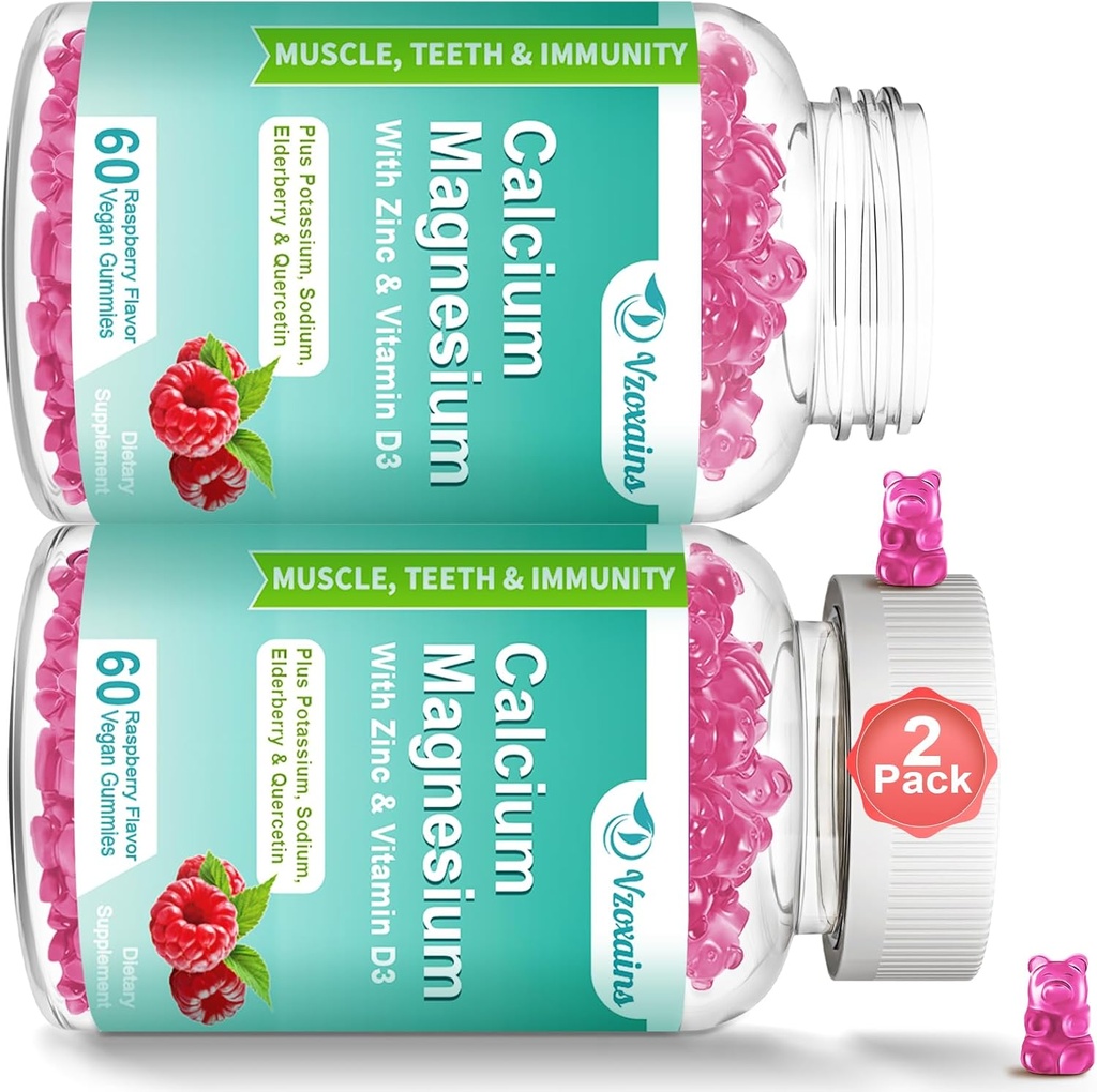 Yüksek Aborpsiyondis Gummies, Magnezyum Glycinate, Pyum, Kadınlar ve Erkekler için D3 Vitamini - Raspberry Flavored 120 Cts