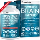 14-in-1 Lions Mane Supplement Capsules - Nootropic Brain Supplement with Ginkgo Biloba for Brain Support, Memory and Focus - Alfa GPC, L Theanine & Choline Supplements with 1300 mg Per Service (60 ct)