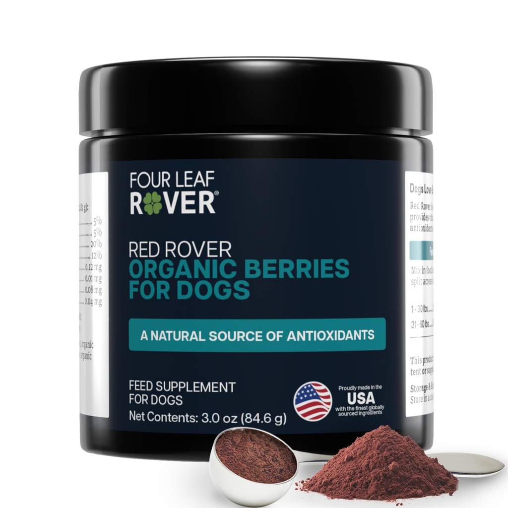 Four Leaf Rover Red Rover - Köpek Urinary Tract Supplement - Organik Bayanlar ve Apple'dan Vitaminler - Polifenollerin ve Antioksilerin İyi Kaynağı - 30 Büyük Köpek Hizmetleri