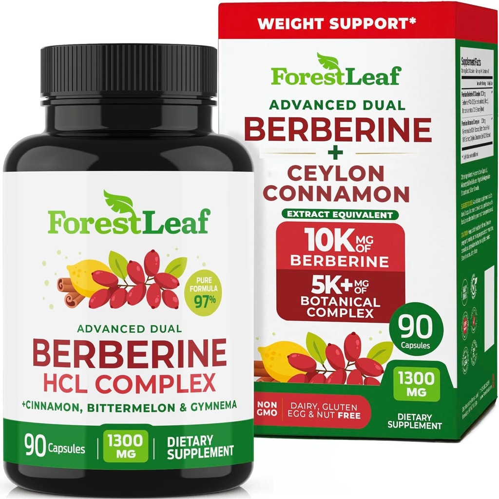 OrmanLeaf Berberine Supplement - GLP-1 Inspired Formula - Servis başına 1300 mg - Ceylon Cinnamon, Bitter Melon & Gymnema - Kilo Yönetimi Desteği - 90 Caps