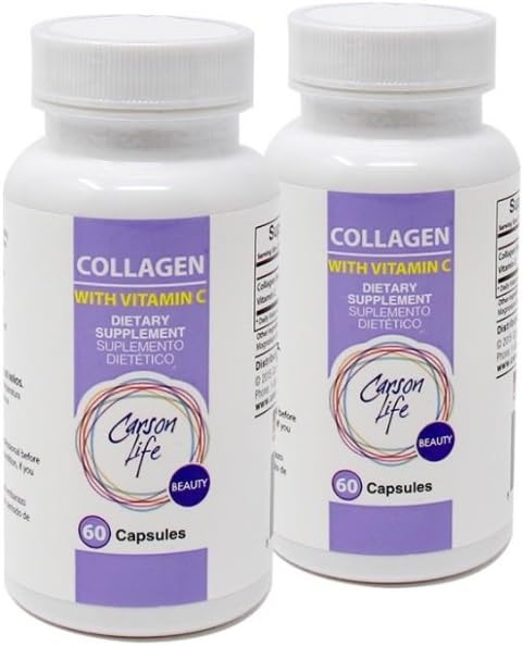Carson Life Collagen Capsules with Vitamin C - 60 Capsules - Anti Aging için Diyetsel Supplement, Immune Support, Sağlıklı Saç, Cilt ve Nails - ABD'de Yapıldı (2 Pack)