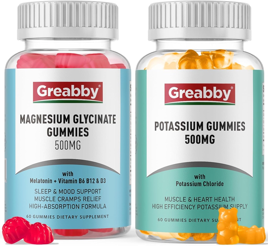 Potasyum Gummies & Magnezyum Gummies, P Properties Chloride 500 mg, Magnezyum Glycinate 500 mg, Family için Mineral Supplements