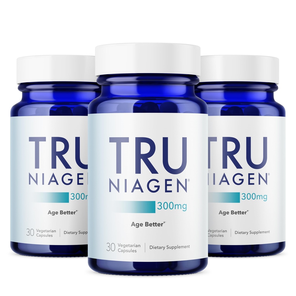 TRU NIAGEN, Anti Aging ve Hücre Rejenerasyonu için NAD Supplement, 300 mg Niagen, 30 Hizmet | Destek Hücreleri Enerji, Beyin, Kas | Nicotinamid Riboside (NR) 1 Günlük | 3 Şişeler Al