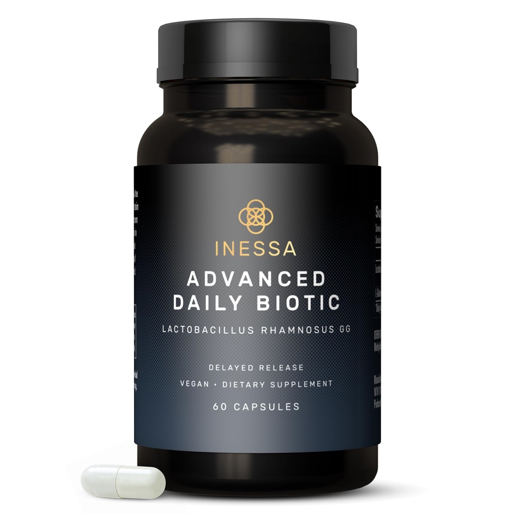 Inessa Daily Biotic - Gecikmiş Yayın Teknolojisi ile Kadınlar için Probiyotikler - 10 Milyar CFU ile Gelişmiş Probiyotik - Lactobacillus Rhamnosus Strain 60 Vegan Capsules for Men & Women