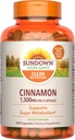 Sundown Cinnamon Capsules, Support Sugar Metabolism, Non-GMO, Free of Gluten, Dairy, Yapay Flavors, 1000 mg, 200 Capsules