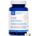 Essential Stacks Pure Digestive Enzymes (Gluten, Dairy & Soy Free) - 18 Enzymes for Digestion incl. Amylase, Lipase & Lactase - Χορτοφαγικά & Μη ΓΤΟ (60 Κάψουλες)