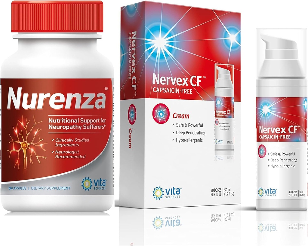 Vita Sciences 40x Neuropati Relief Power Pack: Nurenza 40x Strength Supplement & Nervex CF Capsaicin-Free Cream