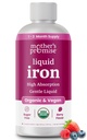 Kadınlar için Organik Sıvı Demir Supplement, C vitamini ile Erkekler ve Çocuklar | Sugar Free Natural Berry Flavor Non Constipating Vegan Ferrochel® Iron Supplements for Health Blood, Prenatal & Postnatal
