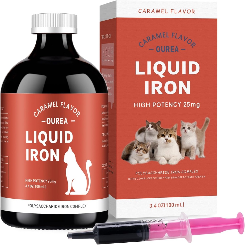 Kediler için Demir Supplements - Kedi Vitaminleri ile Anemi için Sıvı Demir, Demir Seviyeleri Destek, Kırmızı Hücreyi Geliştirmek, Cat Health ve Vitality in Cat Health, 3.4oz (100 ml)