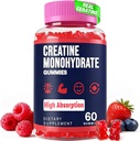 Kadınlar ve Erkekler için Kreatif Monohidrat Gummies, Taurine & B6, Chewable Kretina Pre Workout Gummies for Max Strength & Muscle growth, Energy, Endurance, Kretin for Men & Women - 1 Şişe