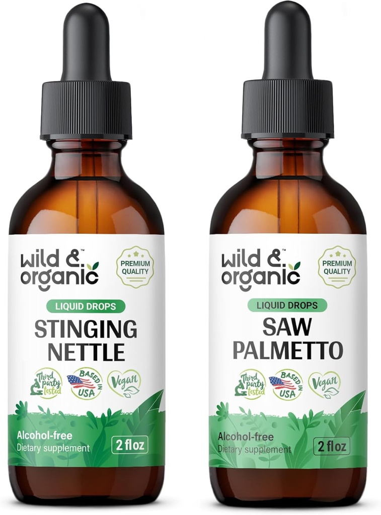 Άγρια & οργανικά stinging απόχρωση ρίζας βράχων 2 fl oz & Saw Palmetto απόχρωση 2 fl oz