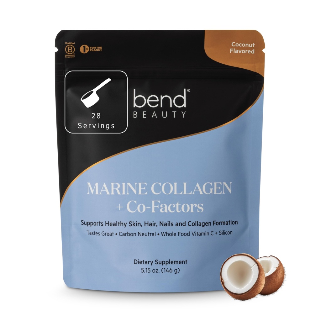 Bend Beauty Marine Collagen + Co-Factors | Coconut Flavored Collagen Toz | Hydrolyzed Collagen Supplement | Fish Collagen, + Silikon + Vitamin C | Sağlıklı Skin, Saç ve Nails