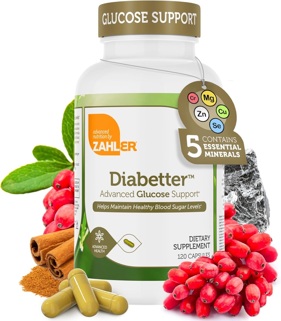 Zahler Diabetter, Advanced συμπλήρωμα υποστήριξης γλυκόζης με κανέλα, Certified Kosher, 180 κάψουλες