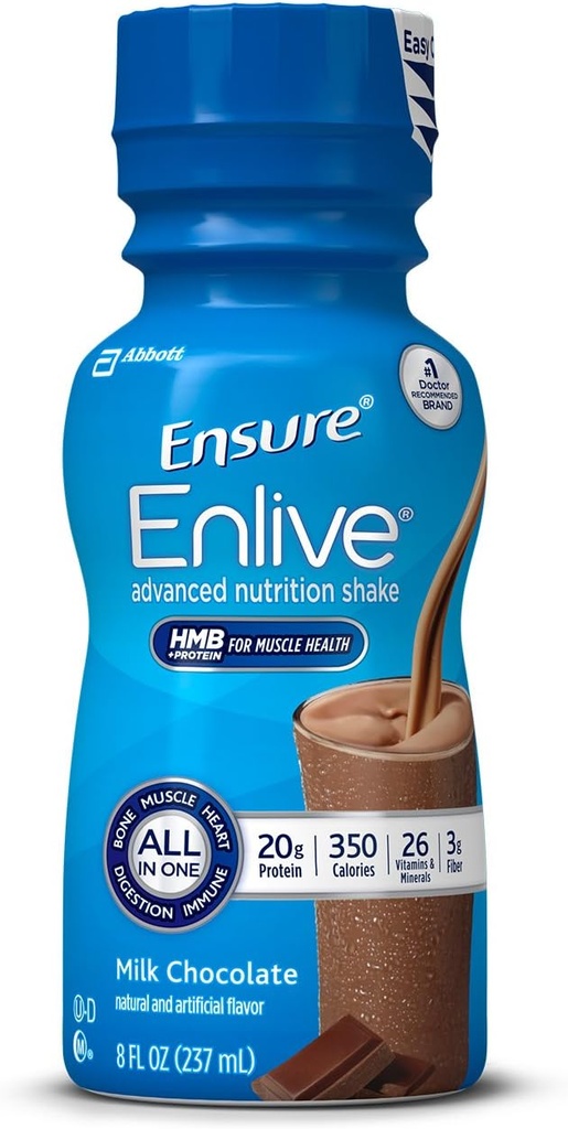 Ensure Enlive Advanced Nutrition Shake with 20 grams of protein, Meal Replacement Shakes, Milk Chocolate, 8 fl oz, 16 count
