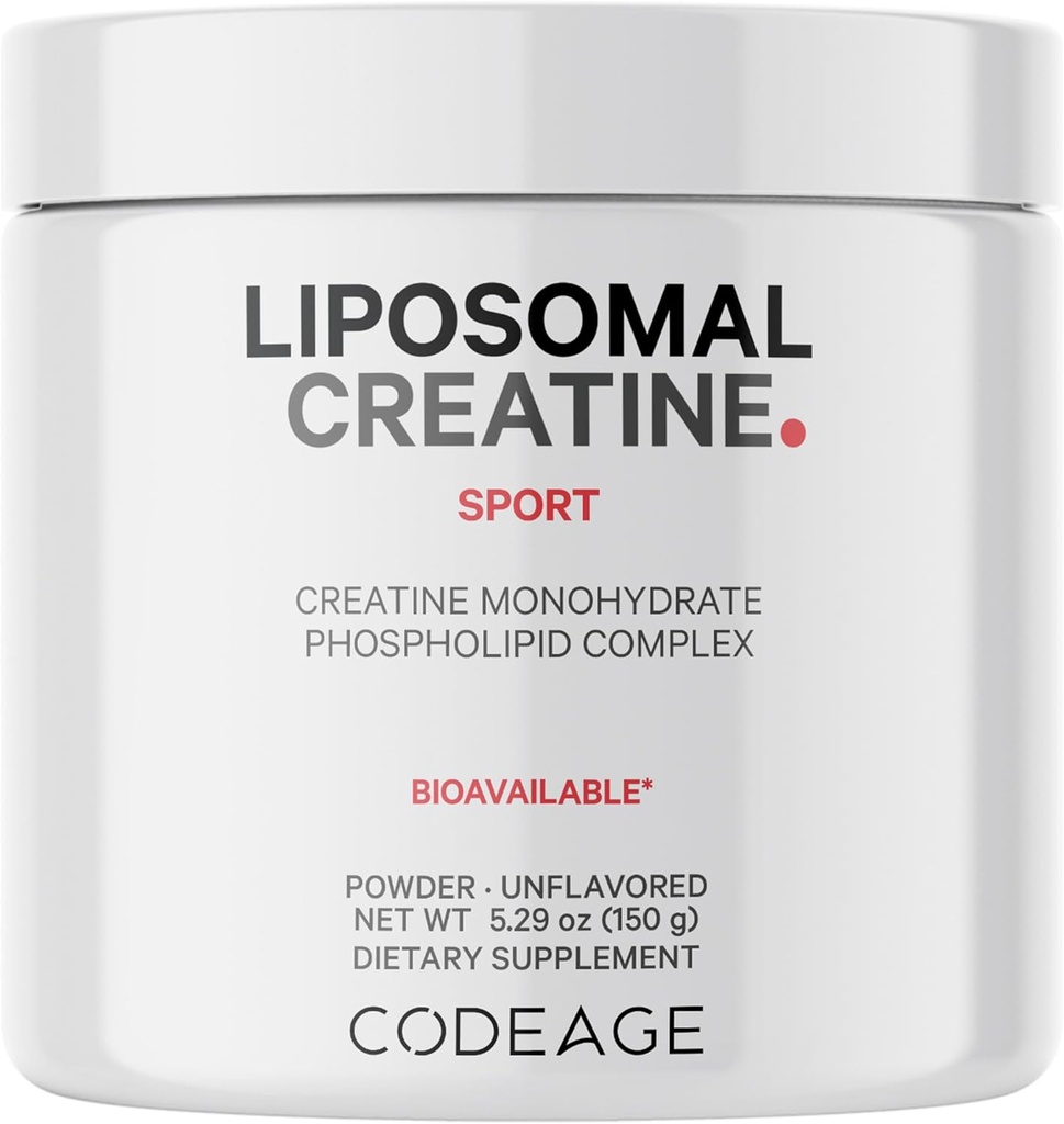 Kodage Liposomal Kretine Toz Tamam, Puretine Monohidrat 5000 mg, Pre Workout & Post Workouts - Unflavored Kretine, Micronized Kretine Toz - Spor için Kretin - 30 Hizmet