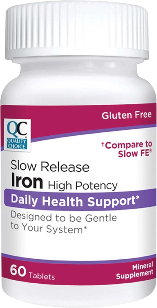 Quality Choice Iron High Potency Slow release Tabletleri, 45 mg, 60 Tabets Every (Pack of 2)