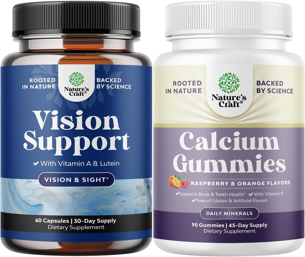 Ultra Eye Health Supplement for Yetişkinler for Vision Kuru Eyes Basınç ve Blue Light Protection ve High Abhidrodis Gummies for Women for Bone Health and Immune Support