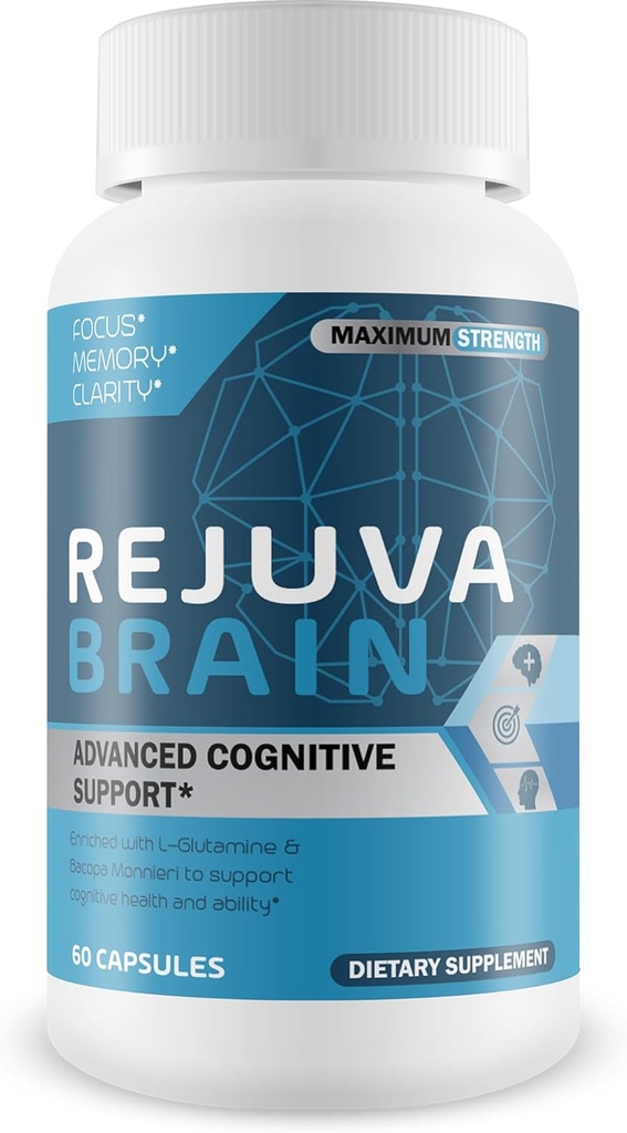 Rejuva Brain- Advanced Cognitive Support- Enriched w/L-Glutamine & Bacopa Monnieri Bilişsel Sağlık ve Beceriyi Desteklemek için Bilişsel Sağlık ve Yetenekli Monnieri
