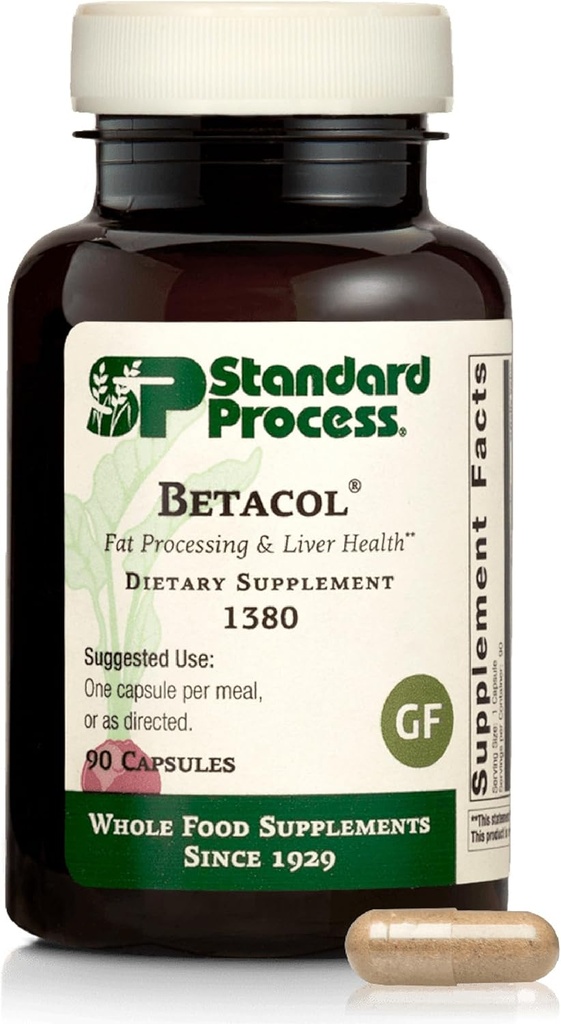 Standart Süreç Betacol - Liver Function & Bile Production - Liver Health Supplement with Niacin & Vitamin B6 - Gluten-Free, Non-Dairy & Non-Soy - 90 Capsules